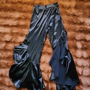 Lioness Black Satin Trousers, Size Small
